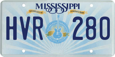 MS license plate HVR280
