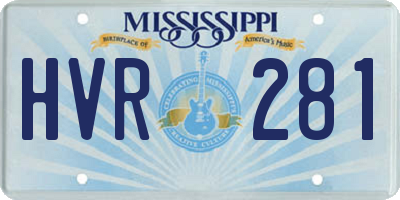 MS license plate HVR281