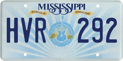 MS license plate HVR292