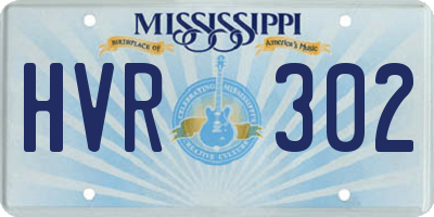 MS license plate HVR302