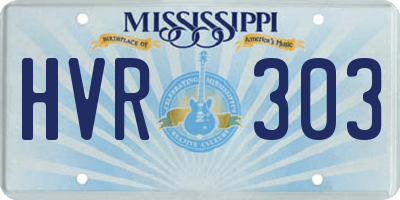 MS license plate HVR303
