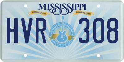 MS license plate HVR308