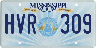 MS license plate HVR309