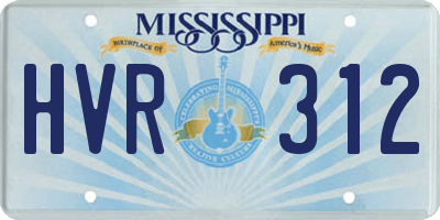 MS license plate HVR312