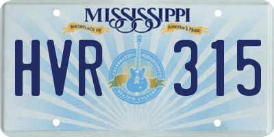 MS license plate HVR315