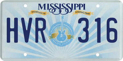 MS license plate HVR316