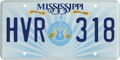 MS license plate HVR318