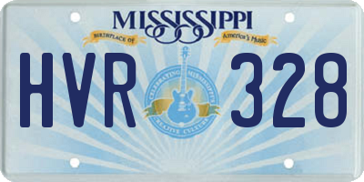 MS license plate HVR328