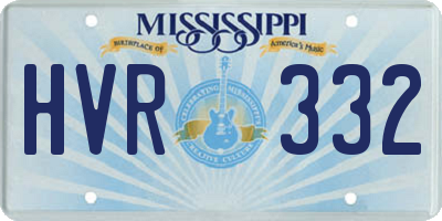 MS license plate HVR332