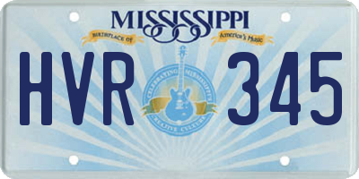 MS license plate HVR345