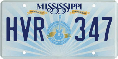 MS license plate HVR347