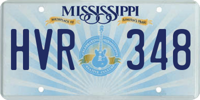 MS license plate HVR348