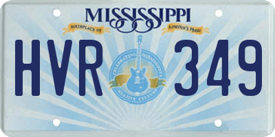 MS license plate HVR349