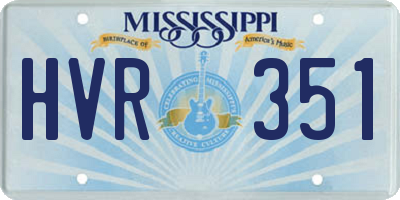MS license plate HVR351