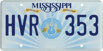 MS license plate HVR353