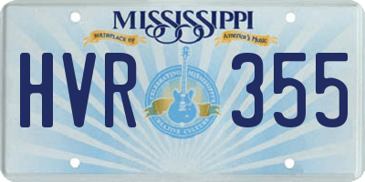 MS license plate HVR355