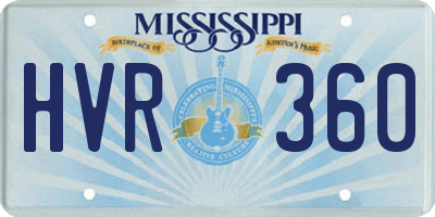 MS license plate HVR360