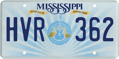 MS license plate HVR362
