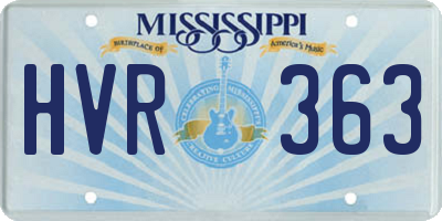 MS license plate HVR363