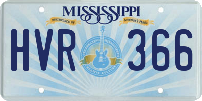 MS license plate HVR366