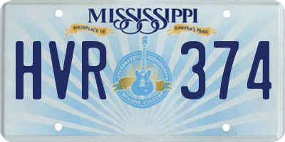 MS license plate HVR374