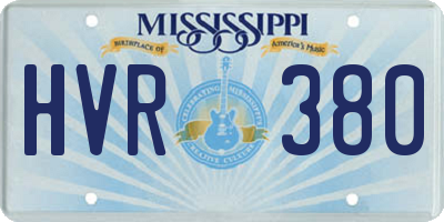 MS license plate HVR380