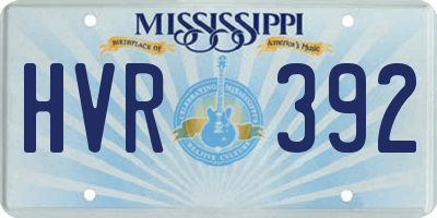 MS license plate HVR392