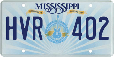 MS license plate HVR402