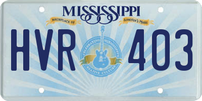 MS license plate HVR403