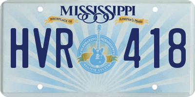 MS license plate HVR418