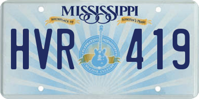 MS license plate HVR419