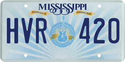 MS license plate HVR420