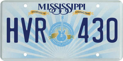MS license plate HVR430