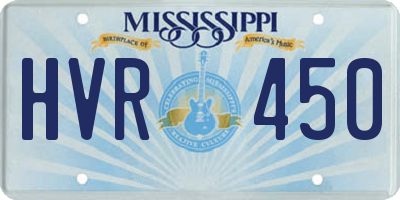 MS license plate HVR450