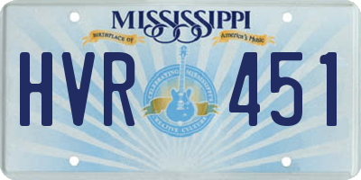MS license plate HVR451