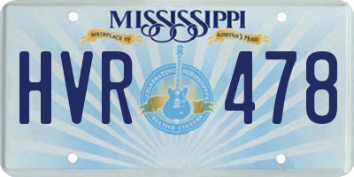 MS license plate HVR478