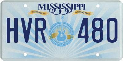 MS license plate HVR480