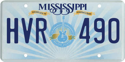 MS license plate HVR490