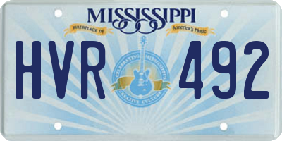 MS license plate HVR492