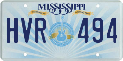 MS license plate HVR494