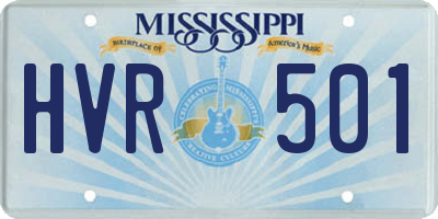 MS license plate HVR501