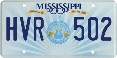 MS license plate HVR502
