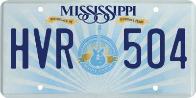 MS license plate HVR504