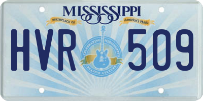 MS license plate HVR509