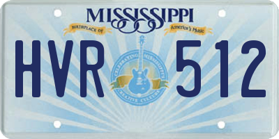 MS license plate HVR512
