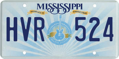 MS license plate HVR524