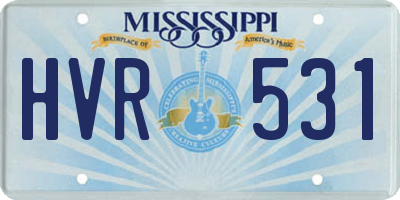 MS license plate HVR531