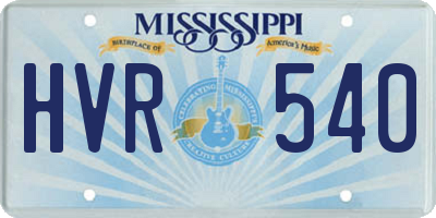 MS license plate HVR540