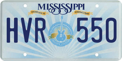 MS license plate HVR550