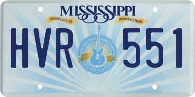 MS license plate HVR551